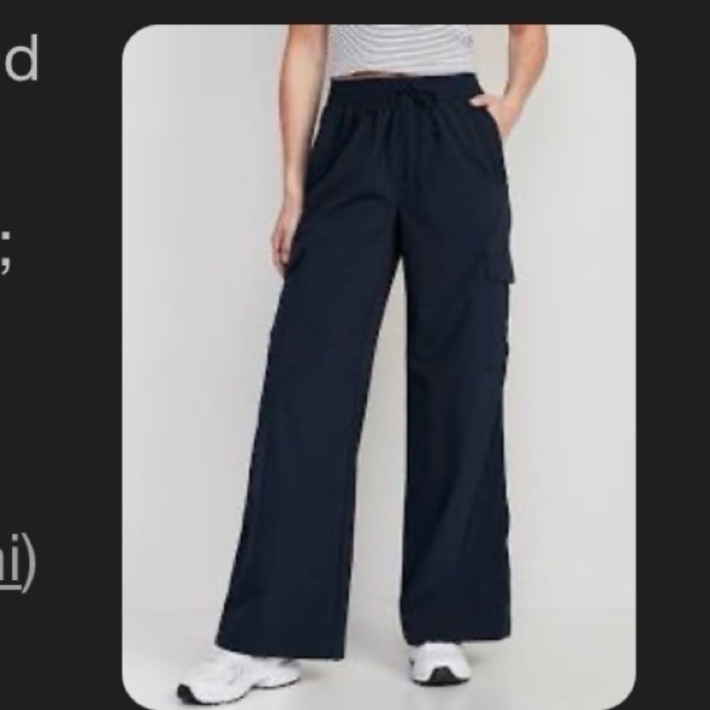 Old Navy Black Cargo Pants Straight Full-Length Stretchtech Large